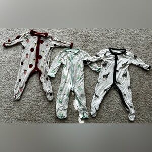 Kyte BABY Kids Footies Set - Red, Green, Black Prints